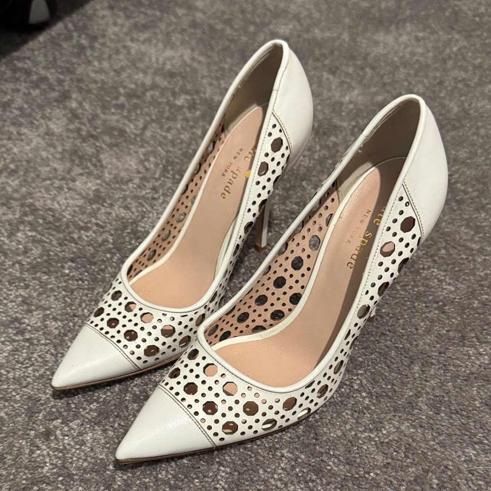 Kate Spade White Cutout Heels